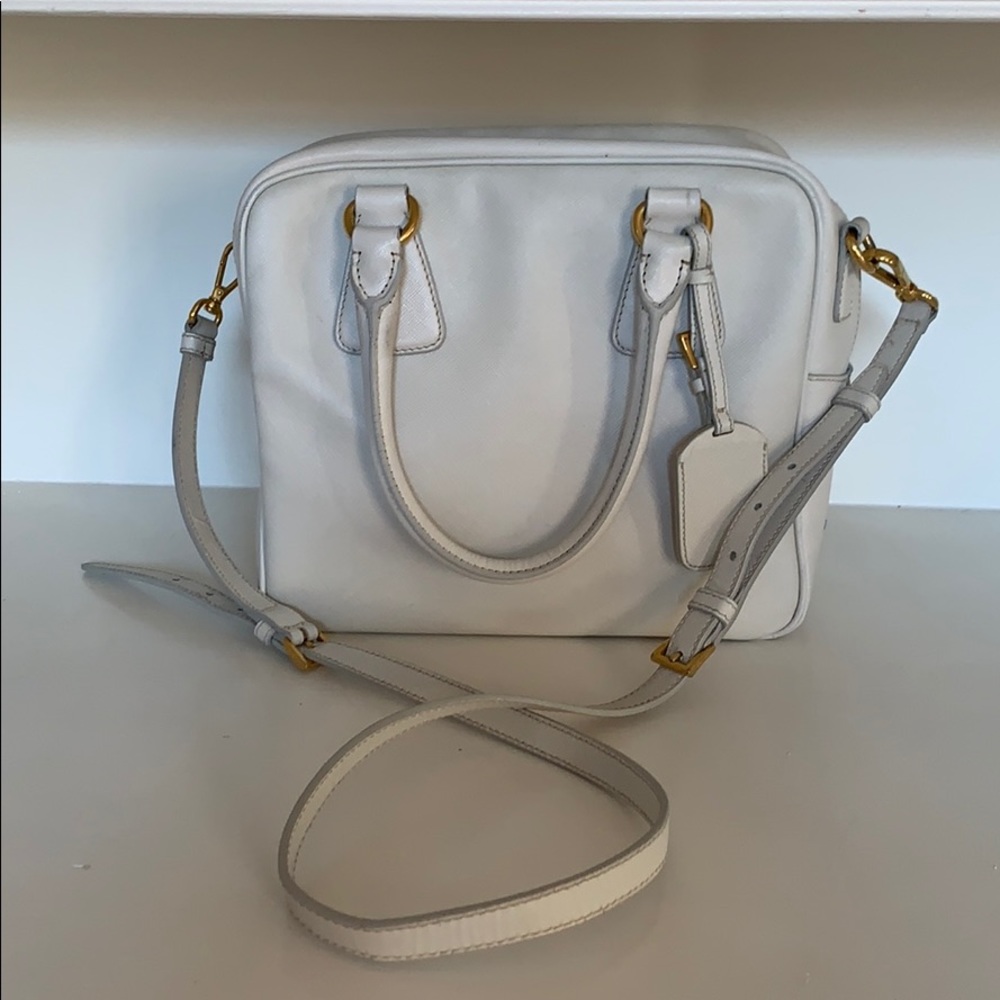 PRADA
Talco Saffiano Leather Bauletto Bag